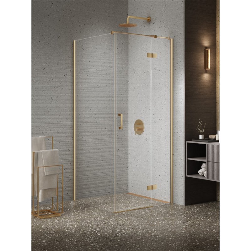 New Trendy Nesta Kabina gold brushed 1D prostokątna lewa 90x110x200 cm Active Shield 2.0 (K-4410)