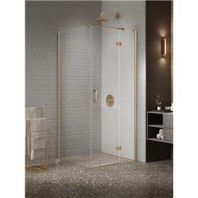 New Trendy Nesta Kabina gold brushed 1D prostokątna prawa 90x120x200 cm Active Shield 2.0 (K-4441)