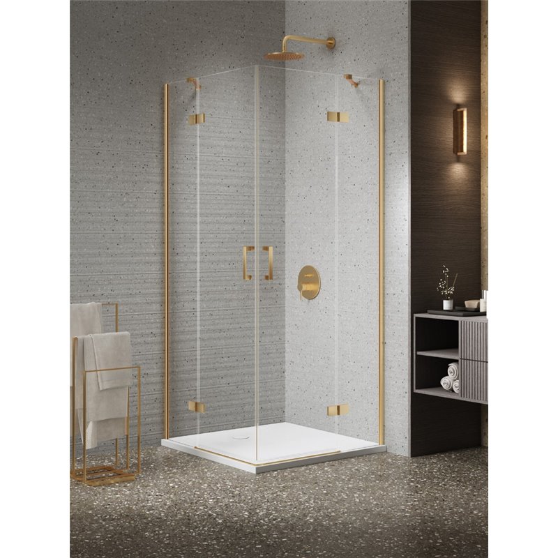 New Trendy Nesta Kabina gold brushed 2D prostokątna 80x120x200 cm Active Shield 2.0 (K-4464)