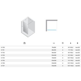 New Trendy Nesta Kabina prysznicowa light gold WALK-IN U 120x200 cm Active Shield 2.0  (K-1735)