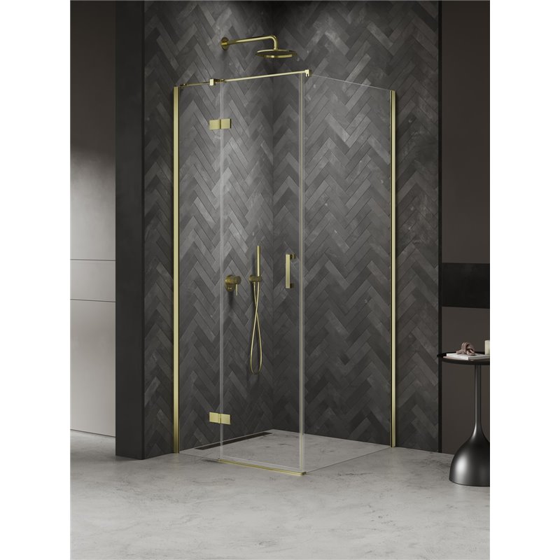 New Trendy Nesta Kabina light gold 1D prostokątna lewa 90x80x200 cm Active Shield 2.0 (K-4497)