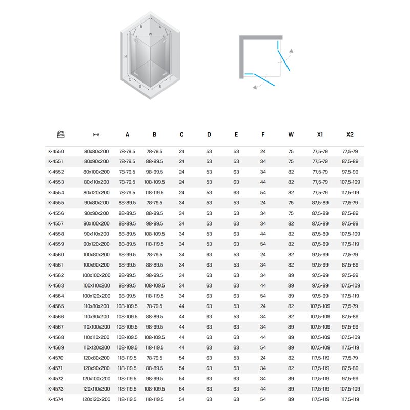 New Trendy Nesta Kabina light gold 2D prostokątna 80x100x200 cm Active Shield 2.0 (K-4552)