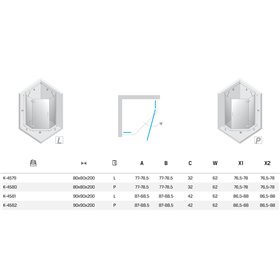 New Trendy Nesta Kabina light gold 1D pięciokątna prawa 90x90x200 cm Active Shield 2.0 (K-4582)