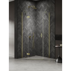New Trendy Nesta Kabina light gold 1D pięciokątna prawa 90x90x200 cm Active Shield 2.0 (K-4582)