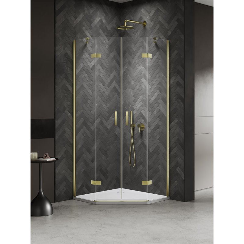New Trendy Nesta Kabina light gold 2D pięciokątna 80x80x200 cm Active Shield 2.0 (K-4583)