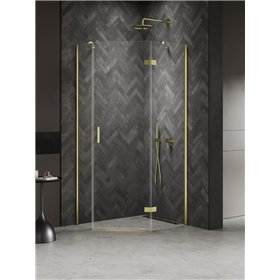 New Trendy Nesta Kabina light gold 1D pięciokątna prawa Drzwi prawe 100x80x200 cm Active Shield 2.0 (K-4589)