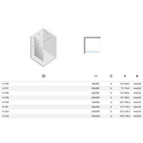 New Trendy Nesta Kabina prysznicowa copper brushed WALK-IN U 110x200 cm Active Shield 2.0 - WSPORNIK KĄTOWY (K-1750-WL)