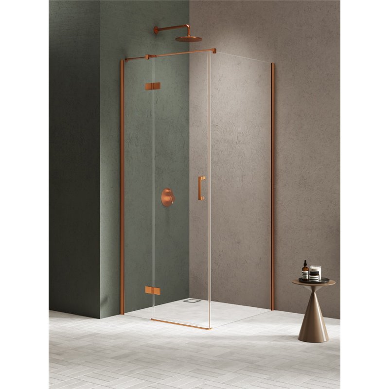 New Trendy Nesta Kabina copper brushed 1D prostokątna lewa 90x100x200 cm Active Shield 2.0 (K-4599)