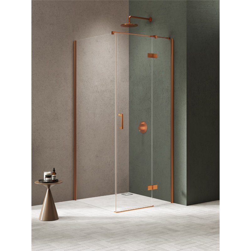 New Trendy Nesta Kabina copper brushed 1D prostokątna prawa 90x120x200 cm Active Shield 2.0 (K-4631)