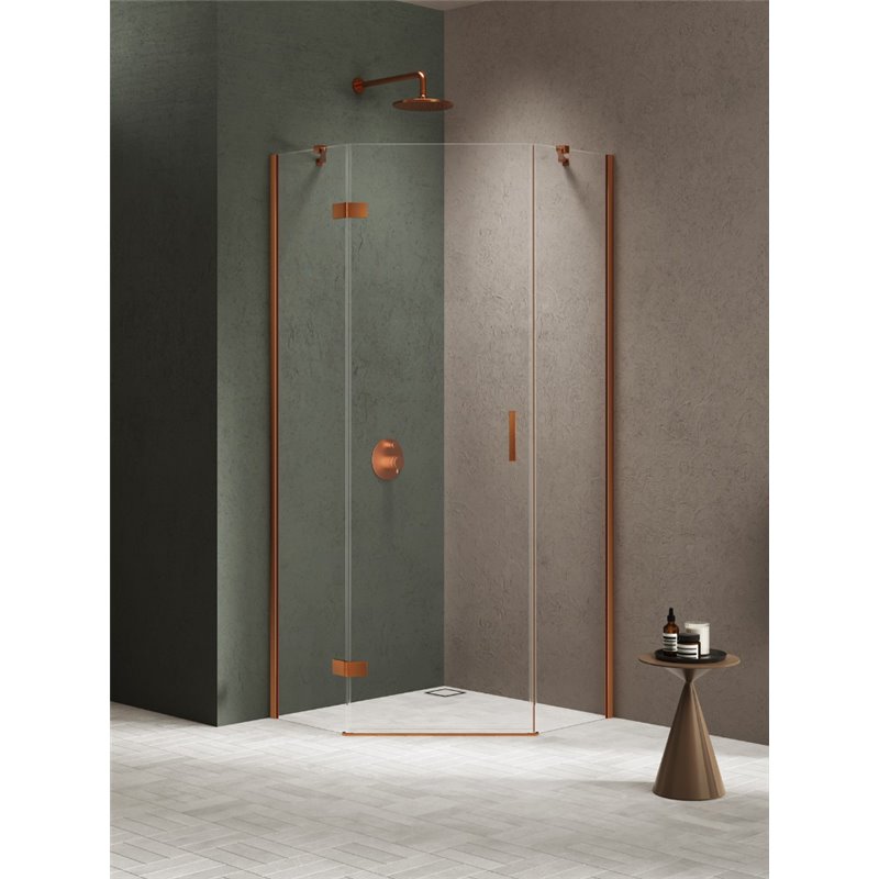 New Trendy Nesta Kabina copper brushed 1D pięciokątna Lewa 80x80x200 cm Active Shield 2.0 (K-4679)