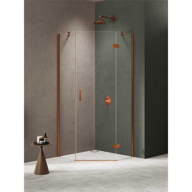 New Trendy Nesta Kabina copper brushed 1D pięciokątna Prawa 90x90x200 cm Active Shield 2.0 (K-4682)