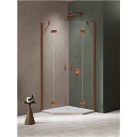 New Trendy Nesta Kabina copper brushed 2D pięciokątna 90x90x200  cm Active Shield 2.0 (K-4684)