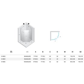 New Trendy Nesta Kabina copper brushed 2D pięciokątna 90x90x200  cm Active Shield 2.0 (K-4684)