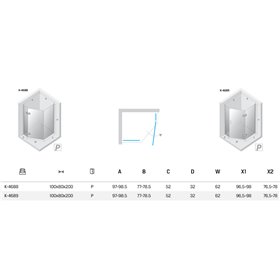 New Trendy Nesta Kabina copper brushed 1D pięciokątna prawa Drzwi prawe 100x80x200 cm Active Shield 2.0 (K-4689)