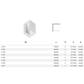 New Trendy Nesta Kabina prysznicowa gunmetal brushed WALK-IN U 70x200 cm 8mm Active Shield 2.0  (K-1754)