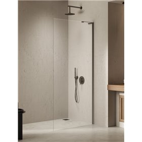 New Trendy Nesta Kabina prysznicowa gunmetal brushed WALK-IN U 80x200 cm 8mm Active Shield 2.0 - wspornik kątowy (K-1755-WL)