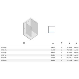 New Trendy Nesta Kabina prysznicowa gunmetal brushed WALK-IN U 80x200 cm 8mm Active Shield 2.0 - wspornik kątowy (K-1755-WL)
