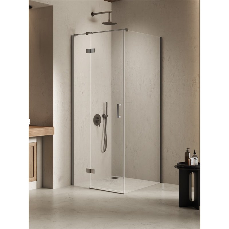 New Trendy Nesta Kabina gunmetal brushed 1D prostokątna lewa 100x70x200 cm Active Shield 2.0 (K-4708)