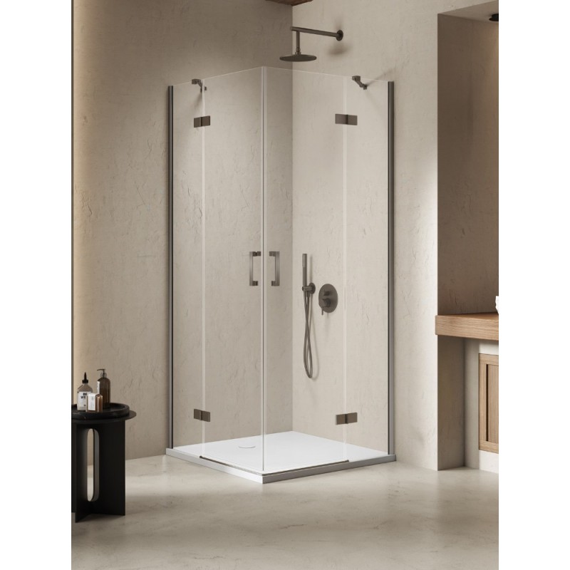 New Trendy Nesta Kabina gunmetal brushed 2D prostokątna 110x80x200 cm Active Shield 2.0 (K-4771)