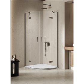 New Trendy Nesta Kabina gunmetal brushed 2D półokrągła asymetryczna  80x90x200 cm Active Shield 2.0 (K-4784)