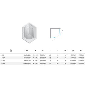 New Trendy Nesta Kabina gunmetal brushed 2D półokrągła asymetryczna  80x90x200 cm Active Shield 2.0 (K-4784)