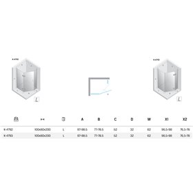 New Trendy Nesta Kabina gunmetal brushed 1D pięciokątna lewa Drzwi lewa 100x80x200 cm Active Shield 2.0 (K-4793)