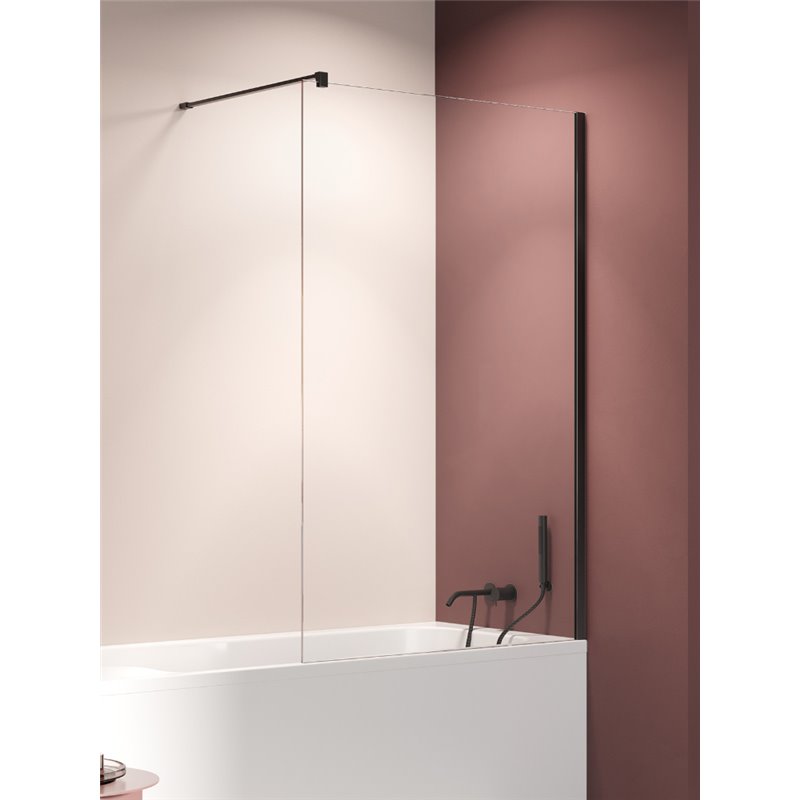 New Trendy Nesta Parawan nawannowy black stały U 80x150 cm 8mm Active Shield 2.0 - wsp. równoległy (P-0200-WP)
