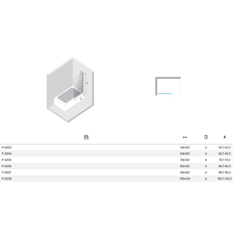 New Trendy Nesta Parawan nawannowy light gold stały U 50x150 cm 8mm Active Shield 2.0 (P-0203)