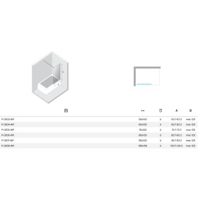 New Trendy Nesta Parawan nawannowy light gold stały U 100x150 cm 8mm Active Shield 2.0 - wsp. równoległy (P-0208-WP)