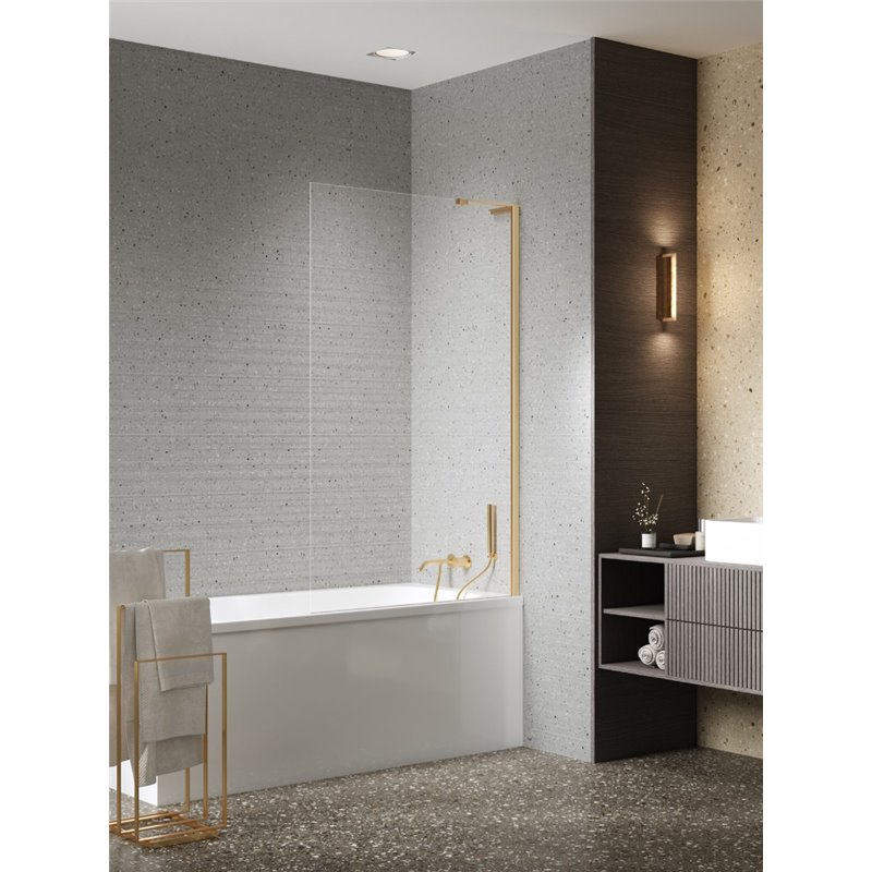 New Trendy Nesta Parawan nawannowy gold brushed stały U 60x150 cm 8mm Active Shield 2.0 - wsp.kątowy (P-0210-WL)