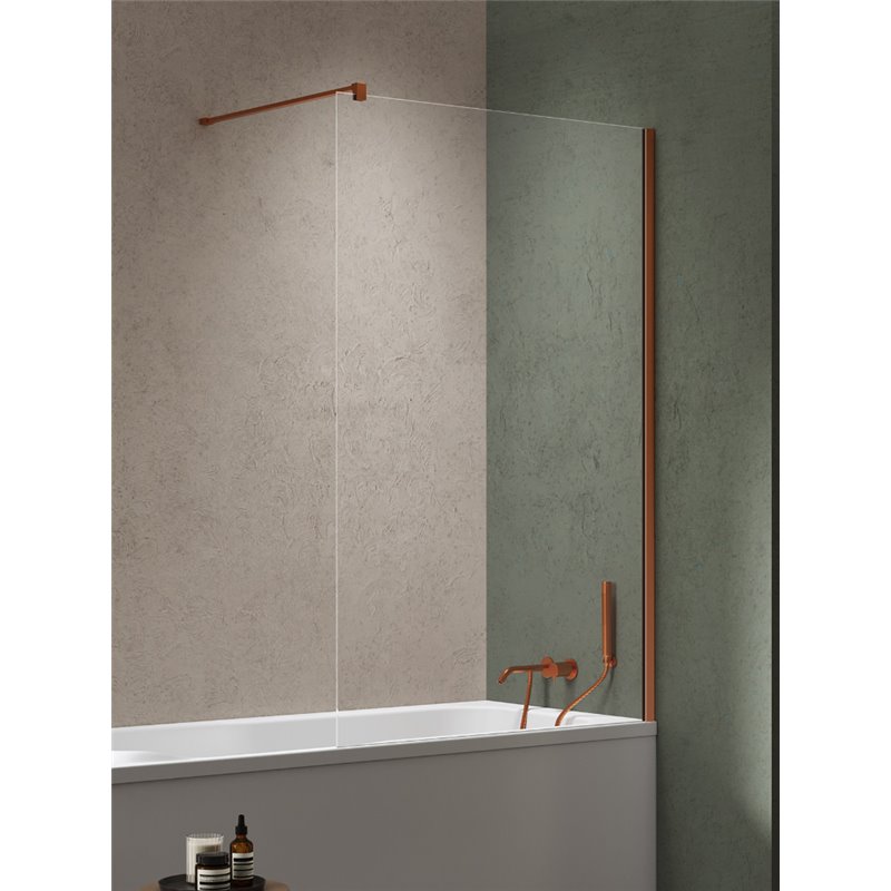 New Trendy Nesta Parawan nawannowy copper brushed stały U 50x150 cm 8mm Active Shield 2.0 - wsp. równoległy (P-0215-WP)