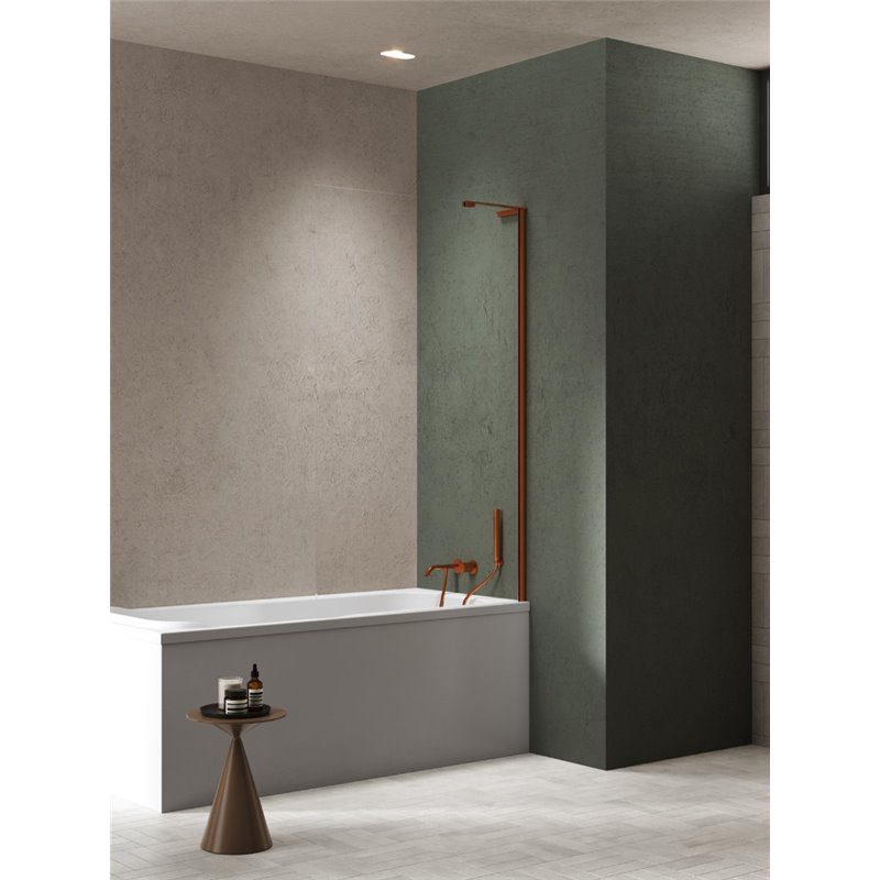 New Trendy Nesta Parawan nawannowy copper brushed stały U 100x150 cm 8mm Active Shield 2.0 - wsp. kątowy (P-0220-WL)