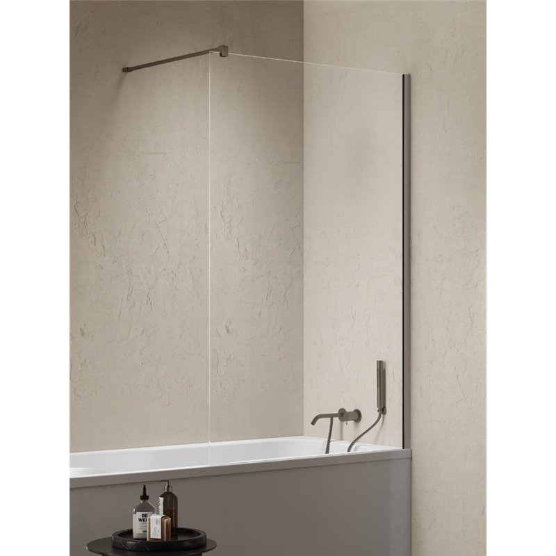 New Trendy Nesta Parawan nawannowy gunmetal brushed stały U 70x150 cm 8mm Active Shield 2.0 - wsp. równoległy (P-0223-WP)