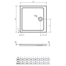 Vixor Avo Brodzik akrylowy kwadratowy Stone czarny 80x80 cm (AC54-8080)