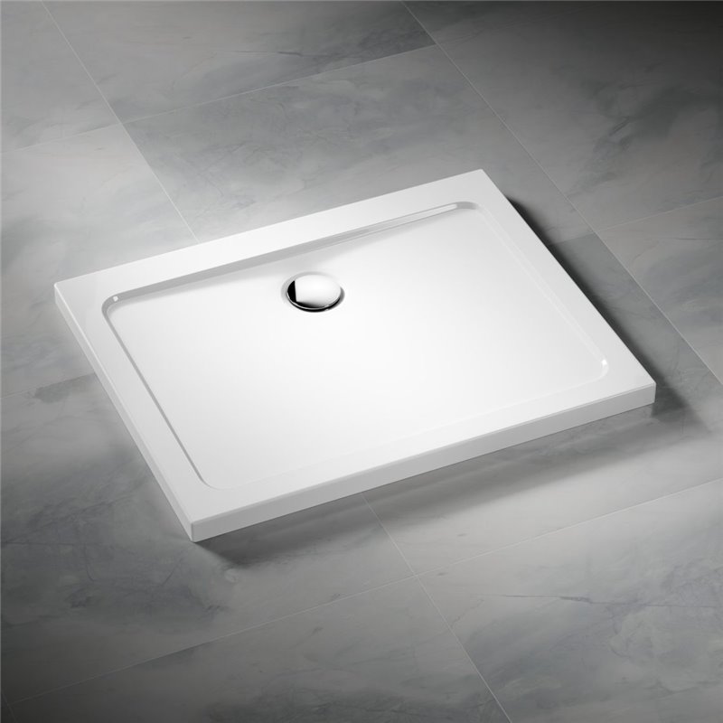 Vixor Avo Brodzik akrylowy prostokątny z odpływem na dłuższym boku Biały 120 x 80 cm (AD01-12080)