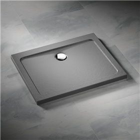 Vixor Avo Brodzik akrylowy prostokątny z odpływem na dłuższym boku Stone antracytowy 120 x 80 cm (AD64-12080)