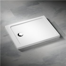 Vixor Avo brodzik akrylowy prostokątny z odpływem na krótszym boku Biały 160 x 80 cm (AF01-16080)