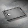 Vixor Avo brodzik akrylowy prostokątny z odpływem na krótszym boku Stone antracytowy 120 x 80 cm (AF64-12080)