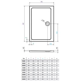 Vixor Avo brodzik akrylowy prostokątny z odpływem na krótszym boku Stone beżowy 100 x 80 cm (AF84-10080)