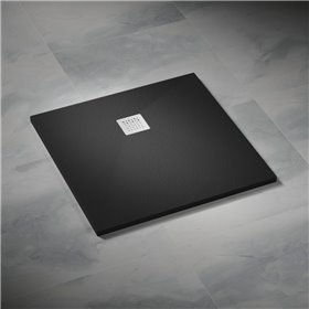 Vixor Lumeo brodzik konglomeratowy kwadratowy Czarny 80x80 cm (LC54-8080)