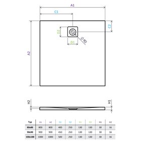 Vixor Lumeo brodzik konglomeratowy kwadratowy Czarny 90x90 cm (LC54-9090)