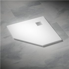 Vixor Lumeo brodzik konglomeratowy pięciokątny Biały 100 x 100 cm (LP04-100100)