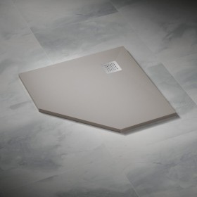 Vixor Lumeo brodzik konglomeratowy pięciokątny Cemento 100 x 100 cm (LP74-100100)