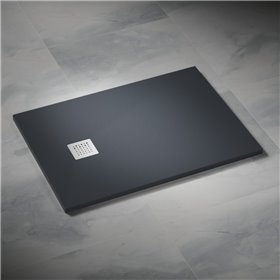 Vixor Lumeo brodzik konglomeratowy prostokątny z odpływem na krótszym boku Antracytowy 120 x 90 cm (LF64-12090)