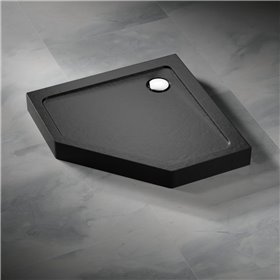 Vixor Nivo brodzik akrylowy pięciokątny Stone czarny 100 L x 90 P cm (NP54-100L90P)