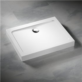 Vixor Nivo brodzik akrylowy prostokątny z odpływem na dłuższym boku Biały 120 x 90 cm (ND01-12090)