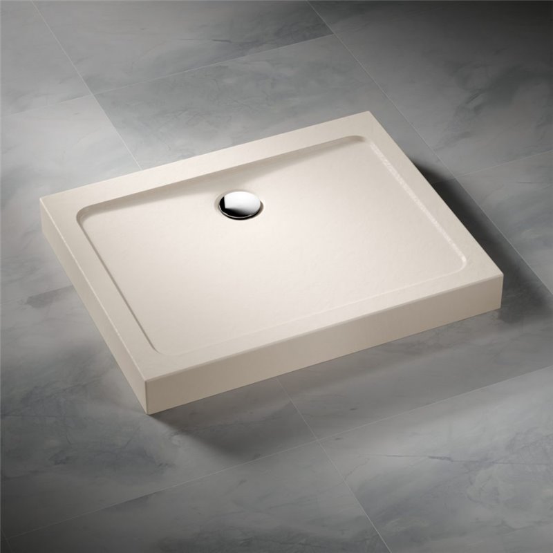 Vixor Nivo brodzik akrylowy prostokątny z odpływem na dłuższym boku Stone beżowy 100 x 80 cm (ND84-10080)