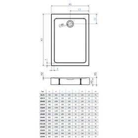 Vixor Nivo brodzik akrylowy prostokątny z odpływem na krótszym boku Stone beżowy 150 x 90 cm (NF84-15090)