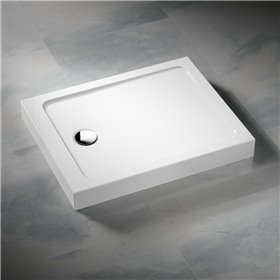 Vixor Nivo brodzik akrylowy prostokątny z odpływem na krótszym boku Stone biały 140 x 80 cm (NF04-14080)