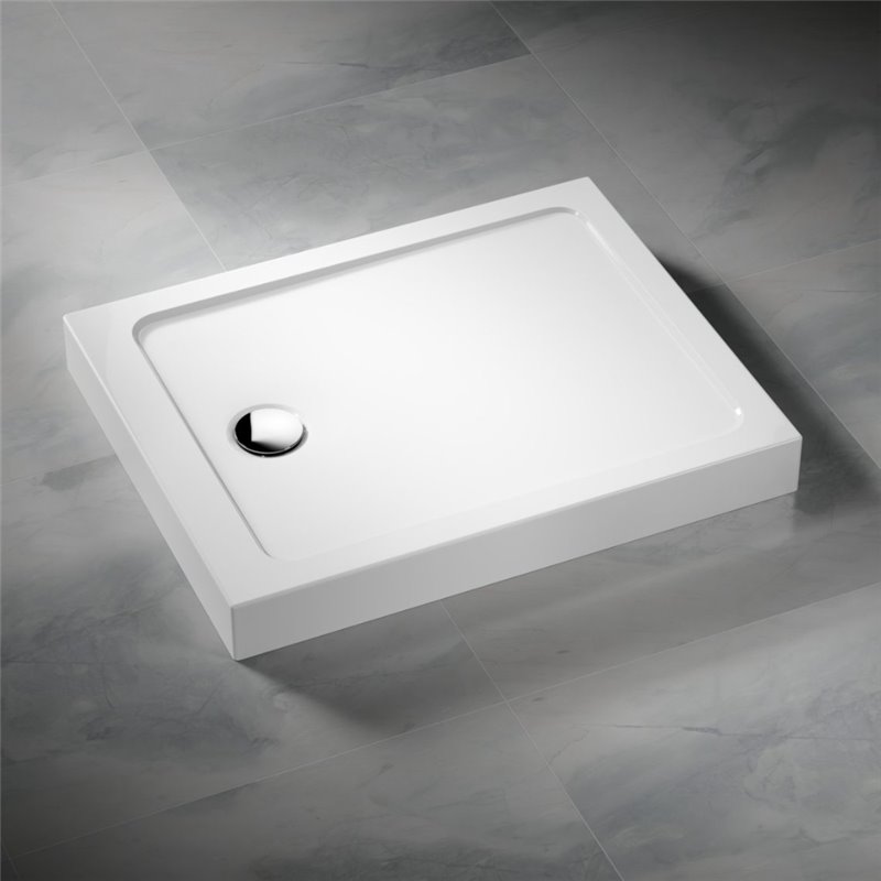 Vixor Nivo brodzik akrylowy prostokątny z odpływem na krótszym boku Stone biały 140 x 90 cm (NF04-14090)
